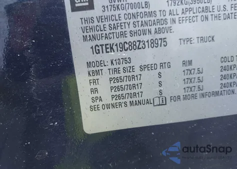 2008 GMC Sierra 1500 Work Truck z USA, uszkodzony, nr VIN 1GTEK19C88Z318975